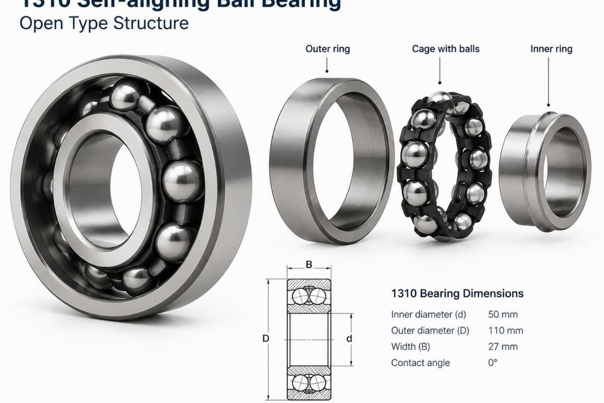 1310 self-aligning ball bearing open type structure