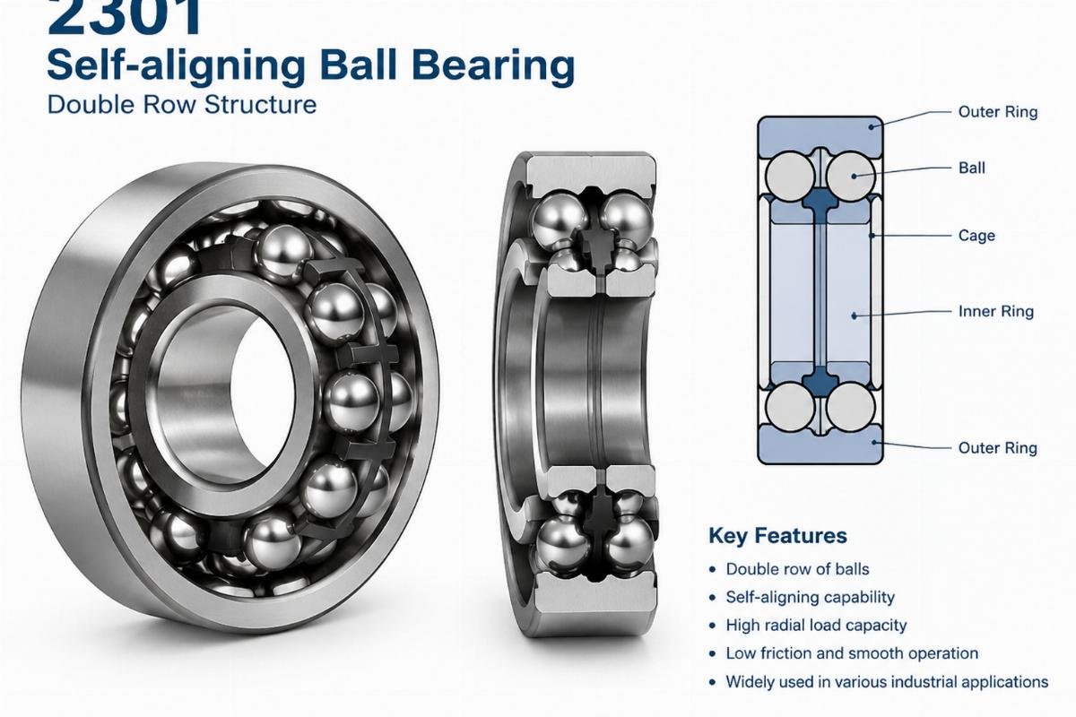 2301 self-aligning ball bearing double row structure