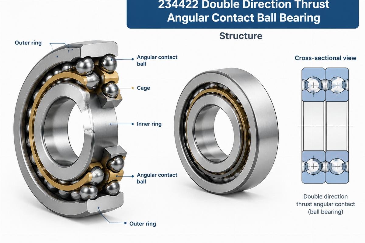 234422 double direction thrust angular contact ball bearing structure