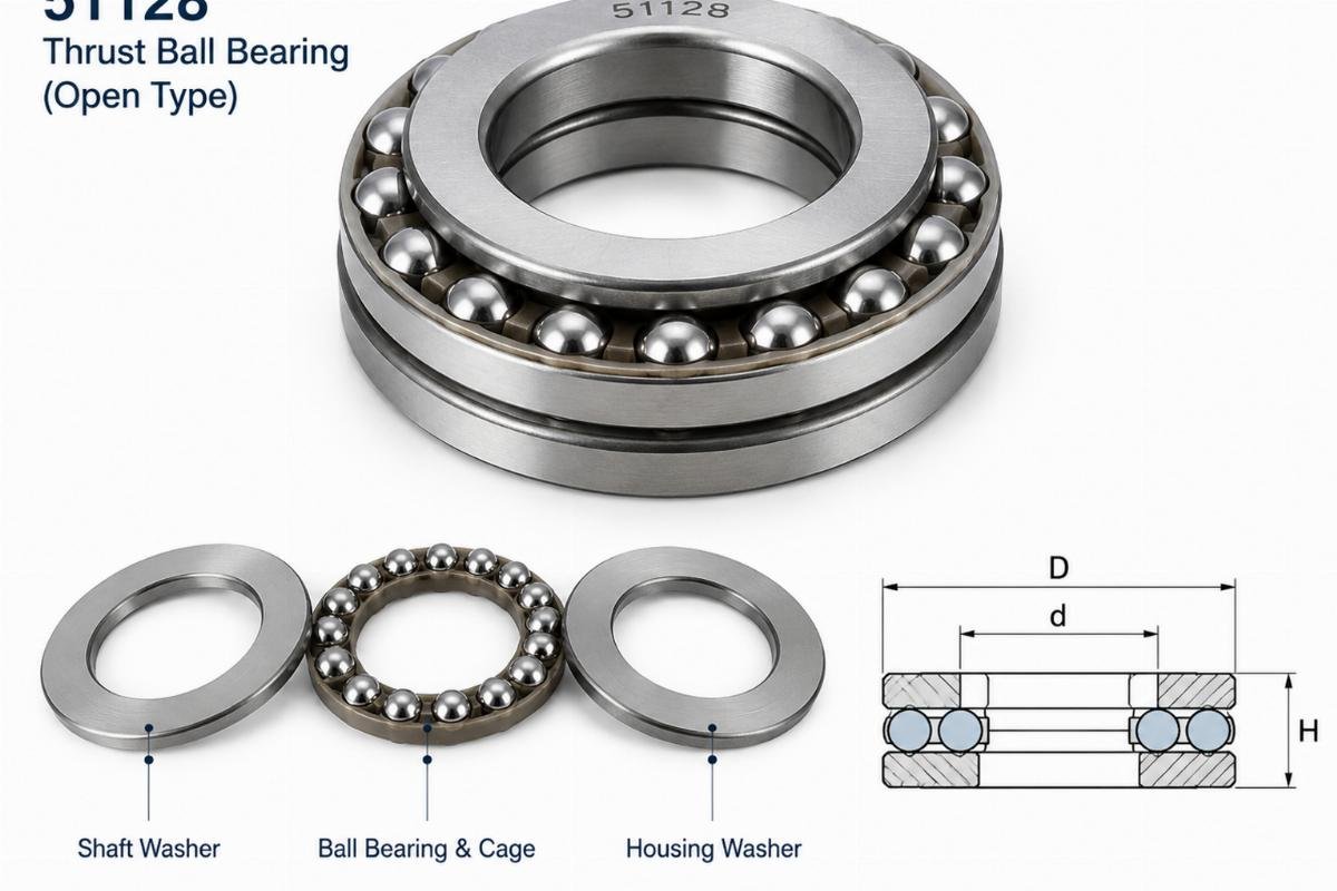 51128 thrust ball bearing open type structure