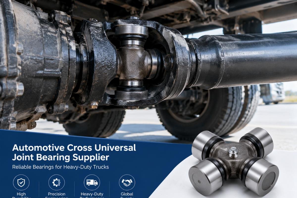 Automotive cross universal joint bearing supplier installed in a heavy-duty truck drive shaft
