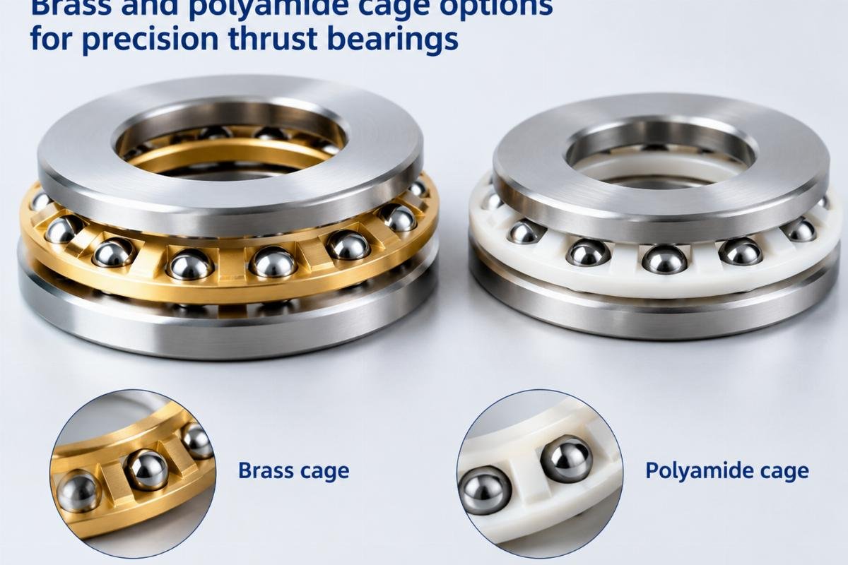 Brass and polyamide cage options for precision thrust bearings