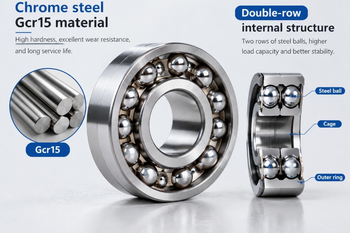 Chrome steel Gcr15 material and double-row internal structure
