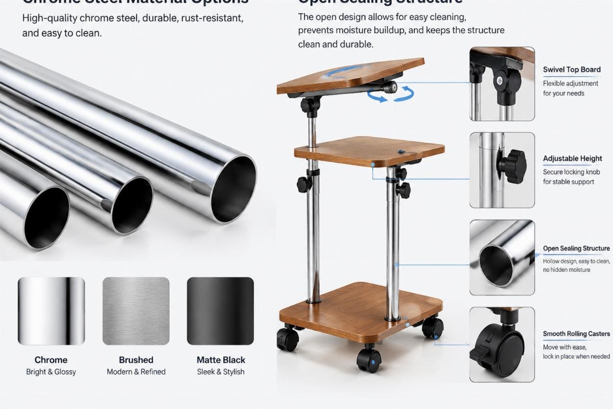 Chrome steel material options and open sealing structure