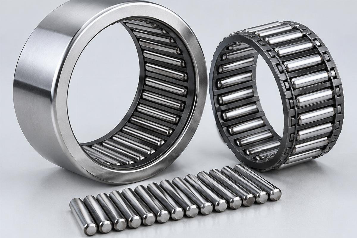 Chrome steel needle rollers arranged in a full complement configuration