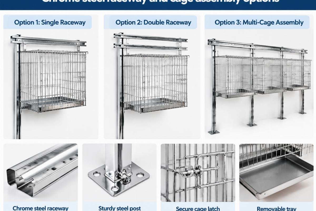 Chrome steel raceway and cage assembly options