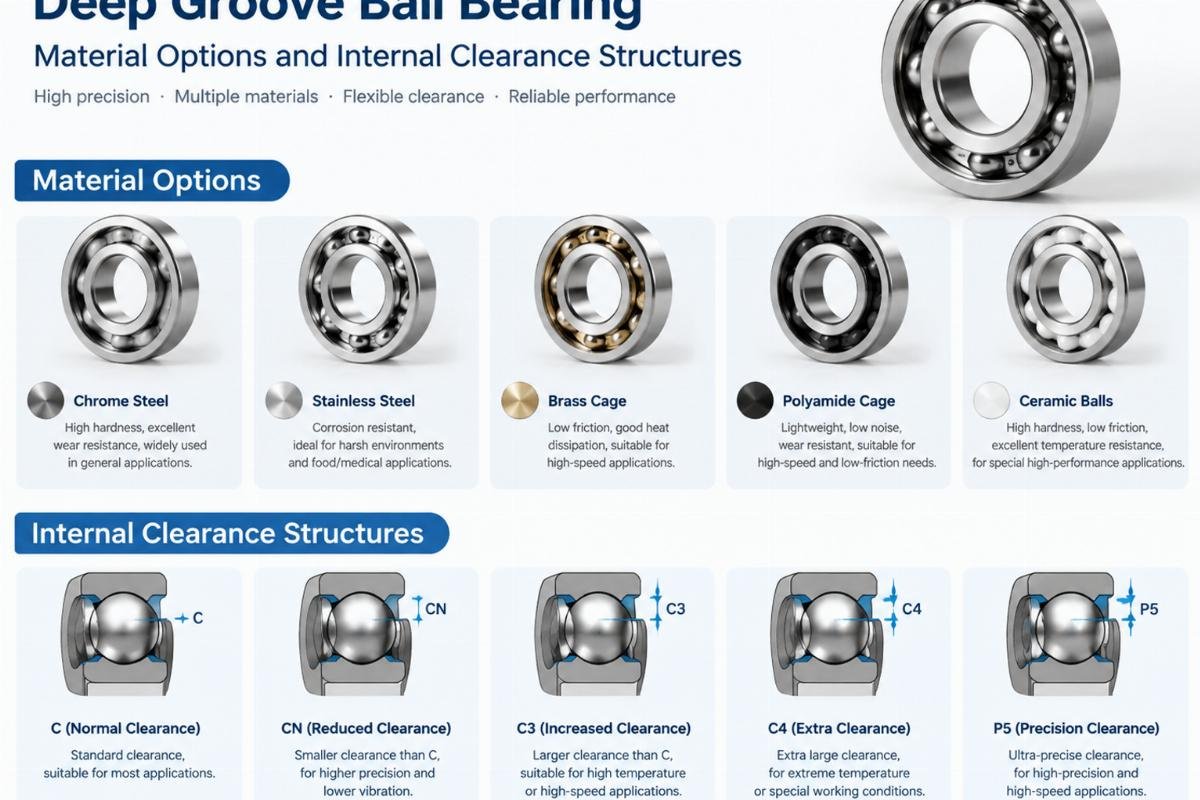 deep groove ball bearing material options and internal clearance structures
