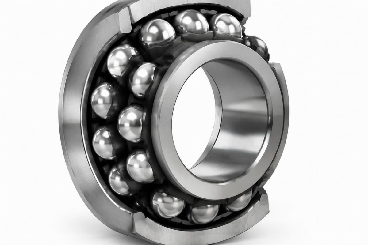 Double row 2207 self-aligning ball bearing structure showing inner ring raceway
