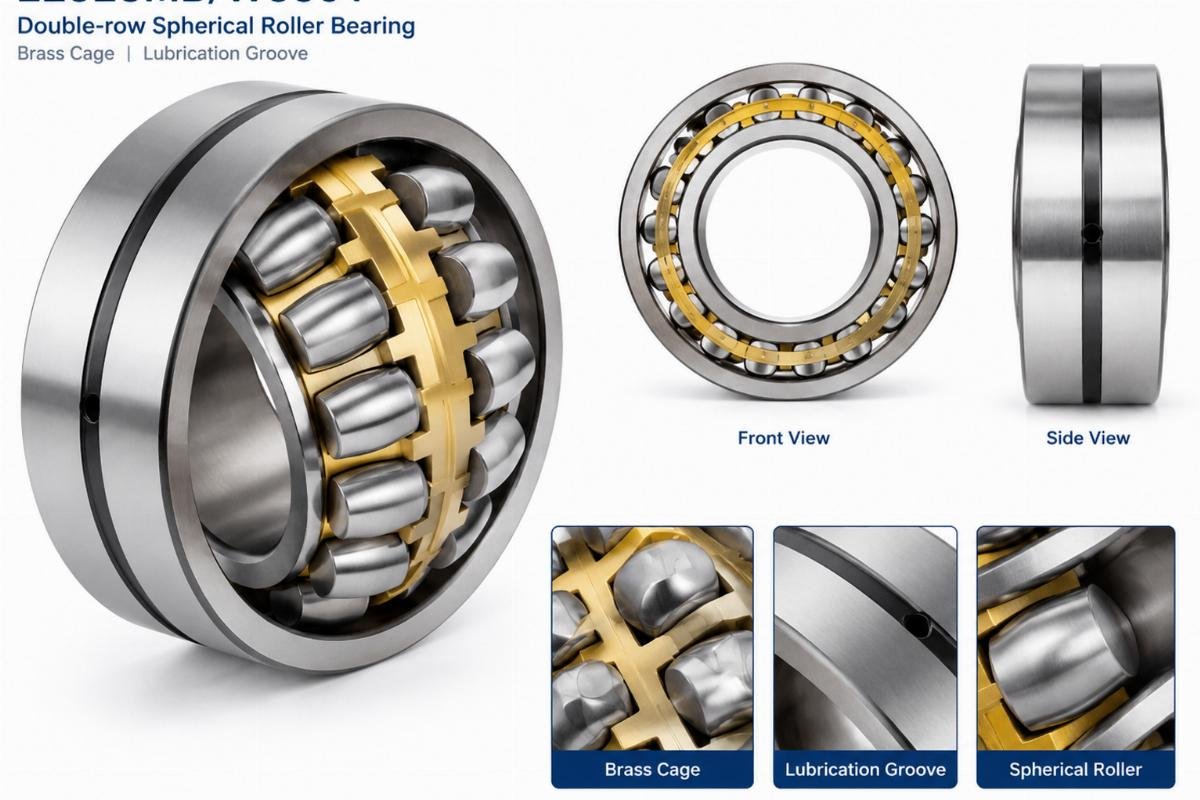 Double-row 22328MB/W33c4 spherical roller bearing with brass cage and lubrication groove