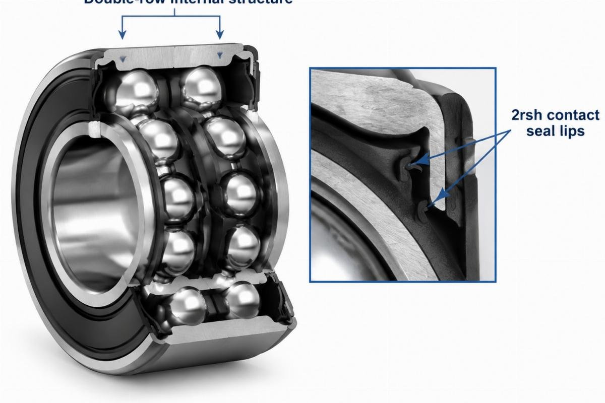 Double-row internal structure and 2rsh contact seal lips of the bearing