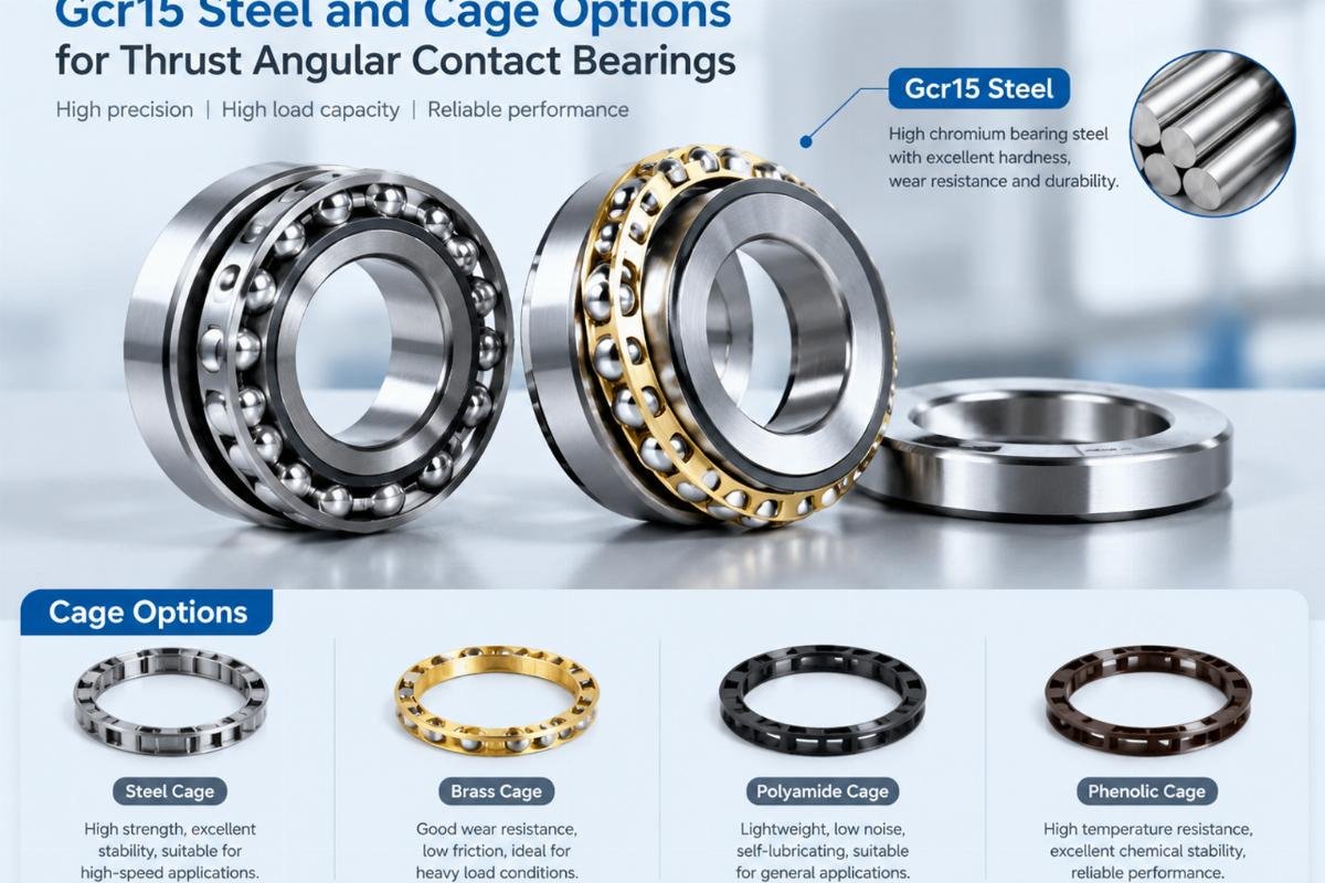 Gcr15 steel and cage options for thrust angular contact bearings