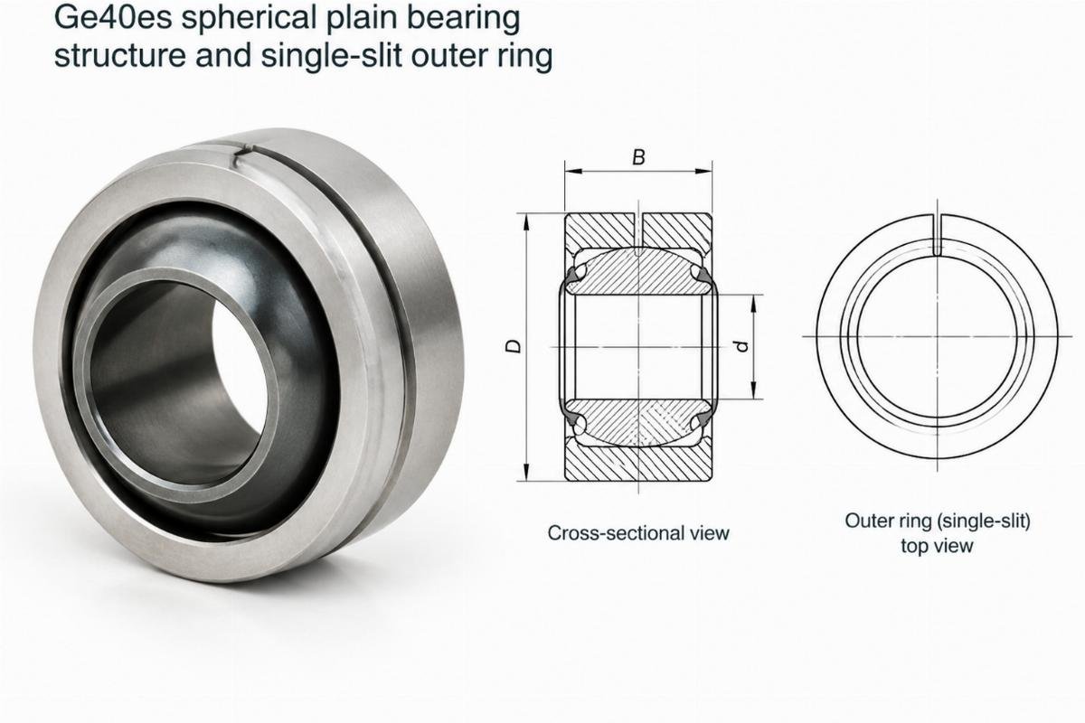 Ge40es spherical plain bearing structure and single-slit outer ring