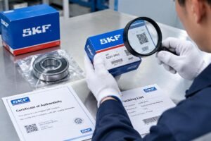 Inspection of bearing packaging and documentation for authenticity verification