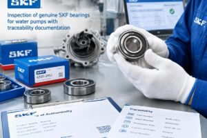 Inspection of genuine SKF bearings for water pumps with traceability documentation
