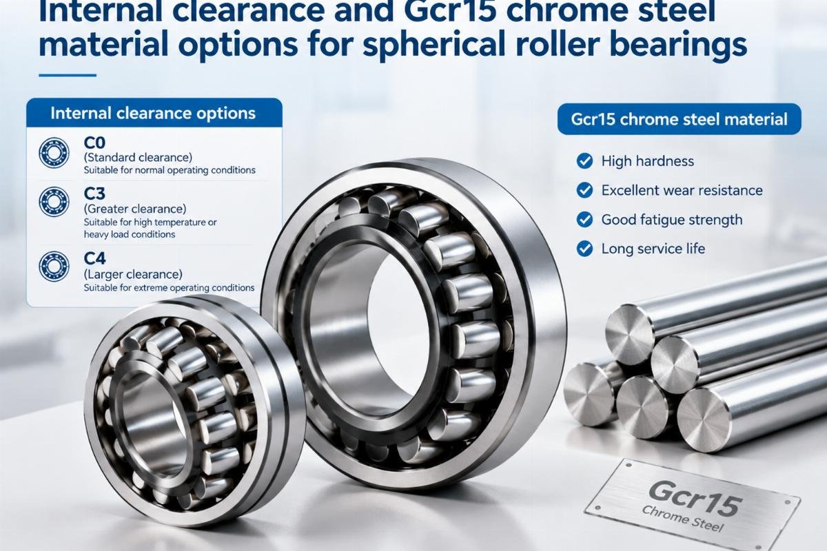 Internal clearance and Gcr15 chrome steel material options for spherical roller bearings