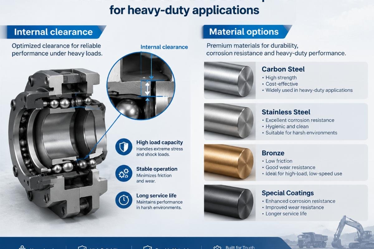 Internal clearance and material options for heavy-duty applications