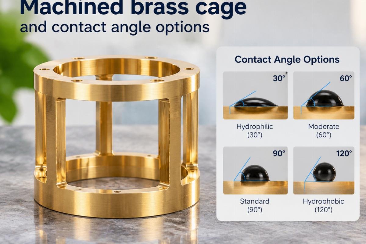 Machined brass cage and contact angle options