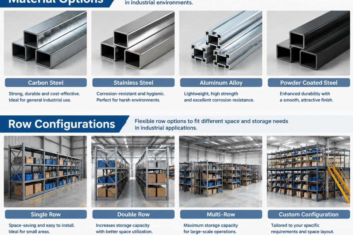 Material options and row configurations for industrial applications