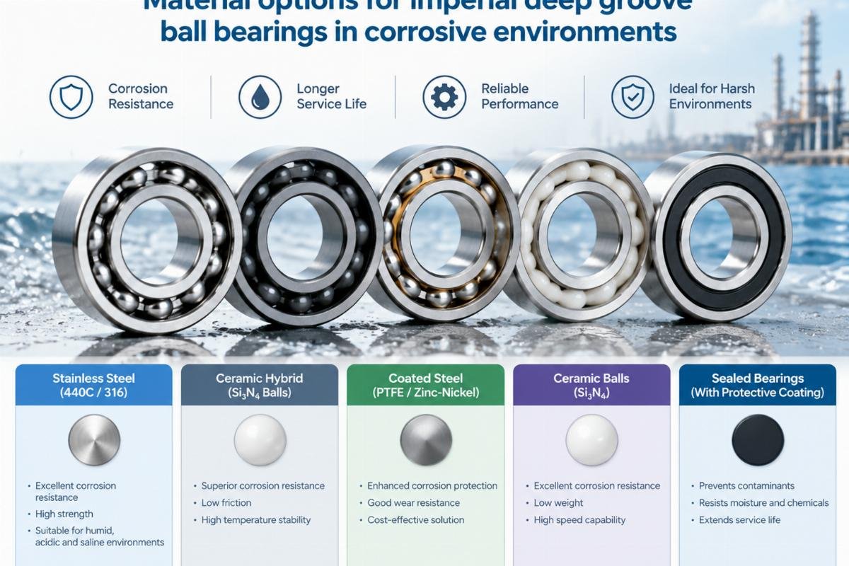 Material options for imperial deep groove ball bearings in corrosive environments