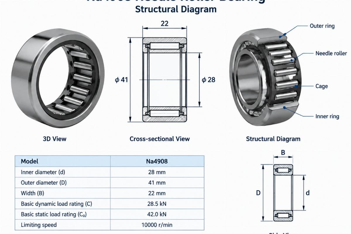 Na4908 needle roller bearing structural diagram
