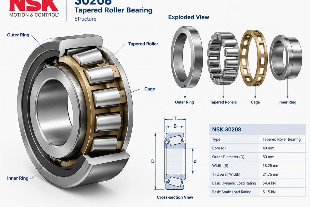 NSK 30208 tapered roller bearing structure