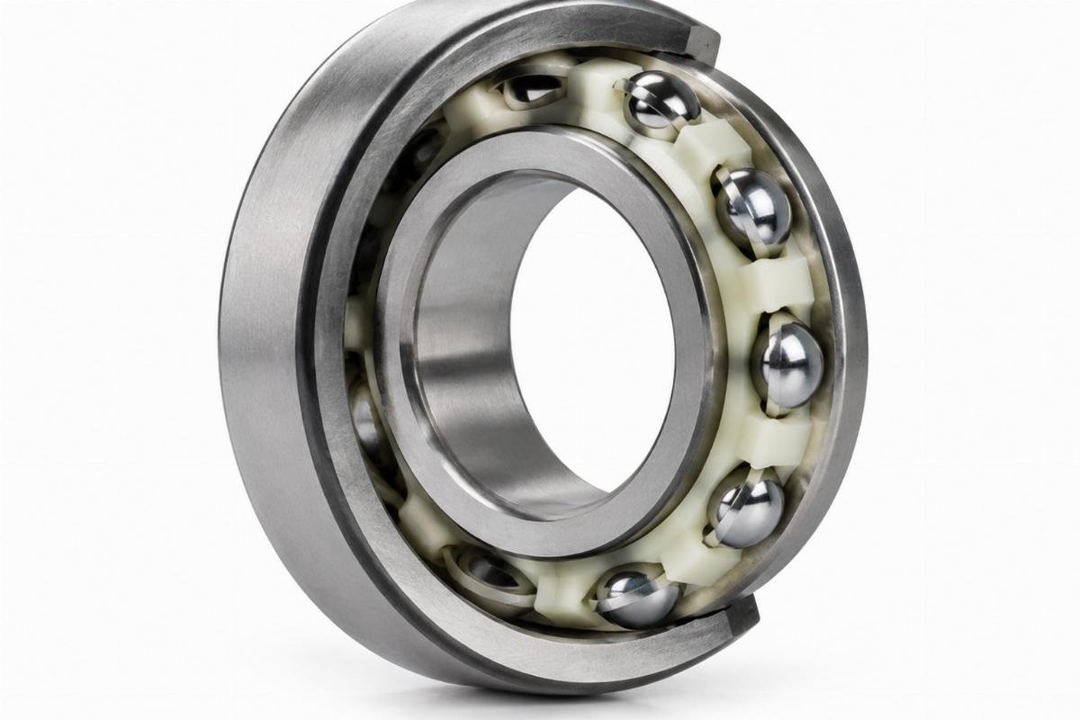 Open type angular contact ball bearing with nylon cage