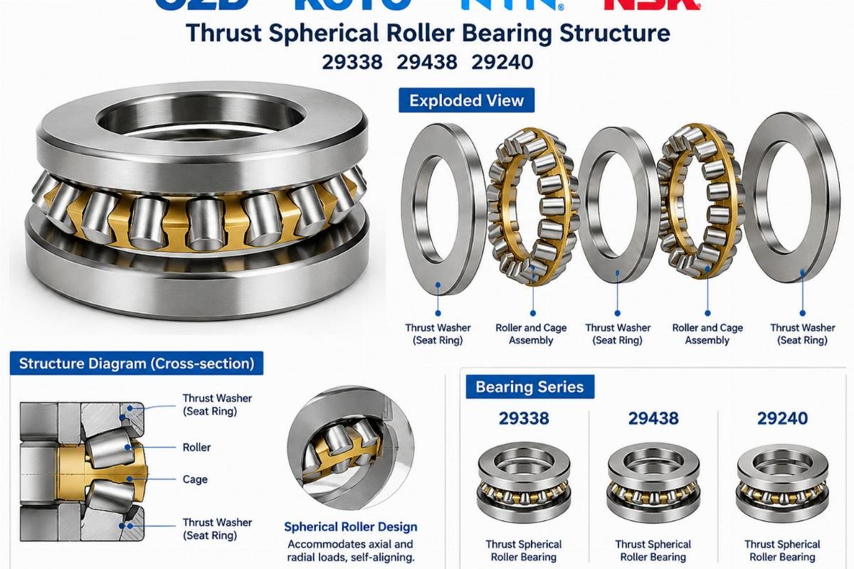 OZD KOYO NTN NSK 29338 29438 29240 thrust spherical roller bearing structure