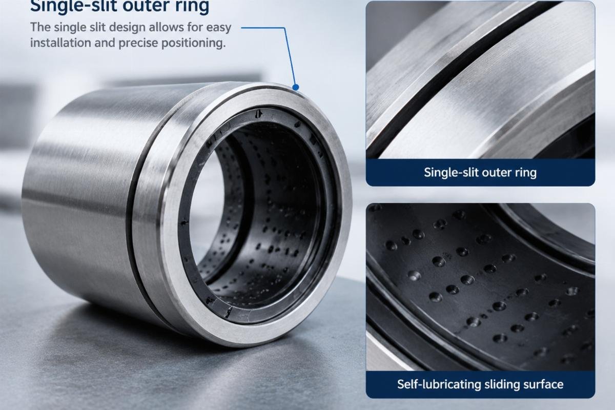 Single-slit outer ring and self-lubricating sliding surface details
