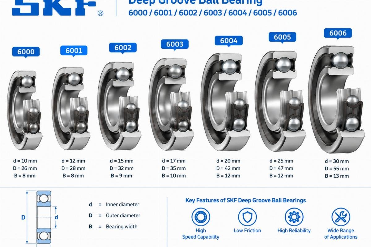 SKF 6000/6001/6002/6003/6004/6005/6006 deep groove ball bearing cross-section
