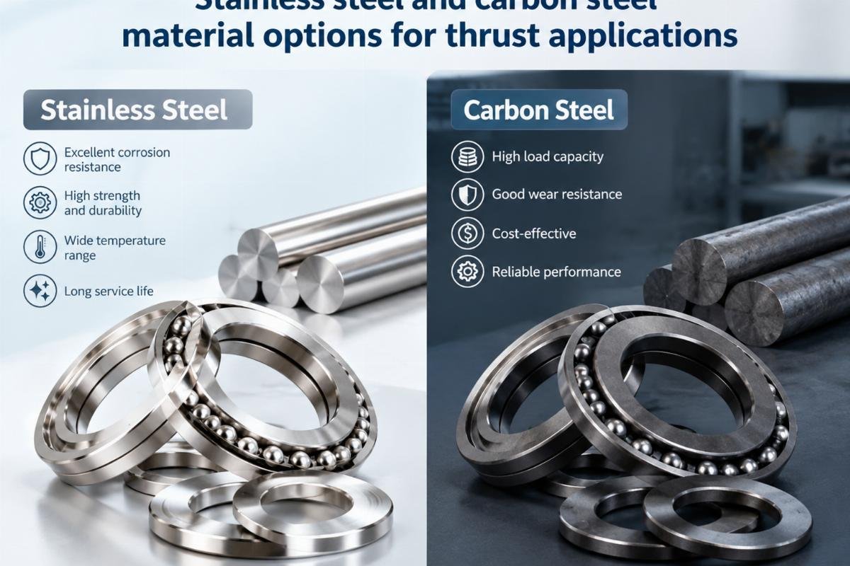 Stainless steel and carbon steel material options for thrust applications