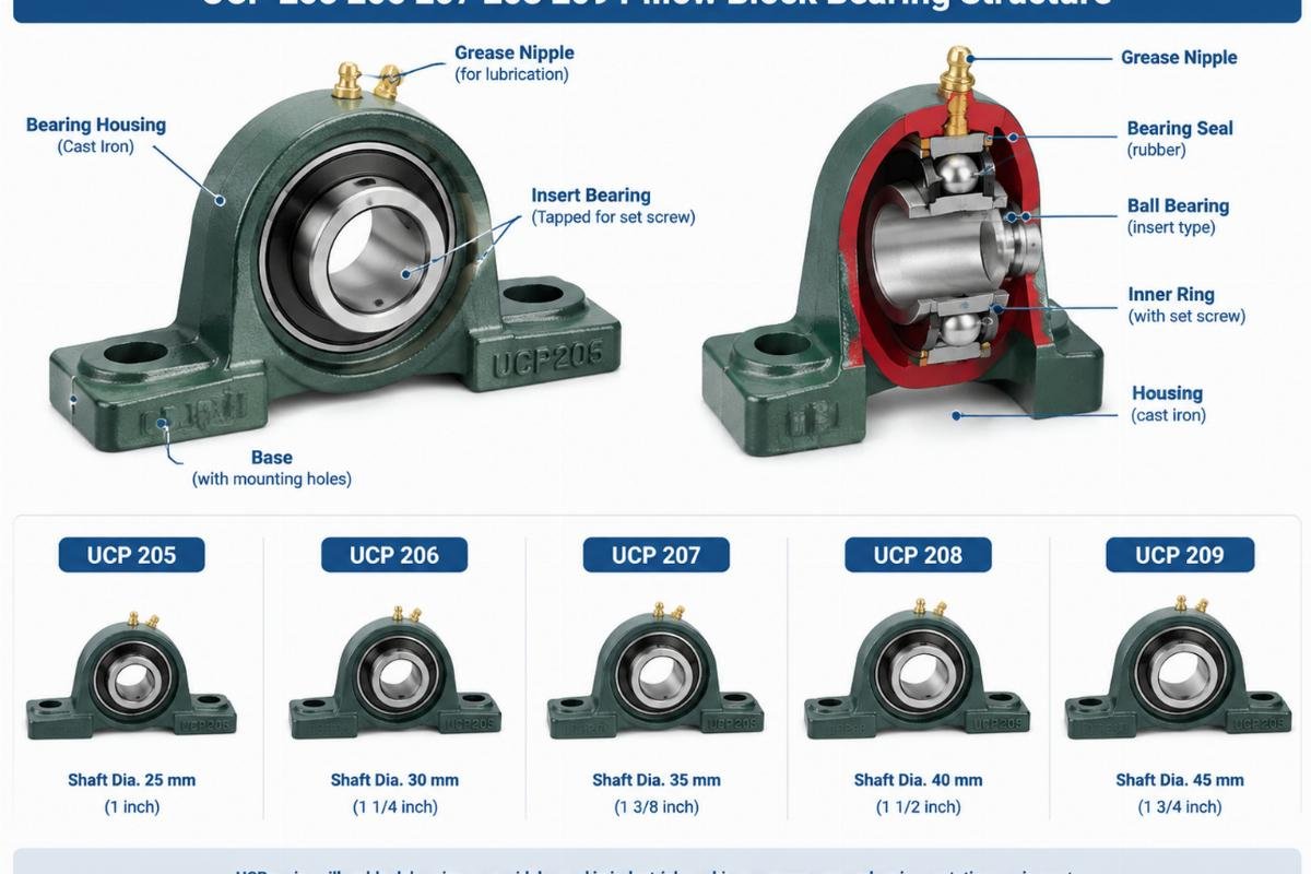 UCP 205 206 207 208 209 pillow block bearing structure