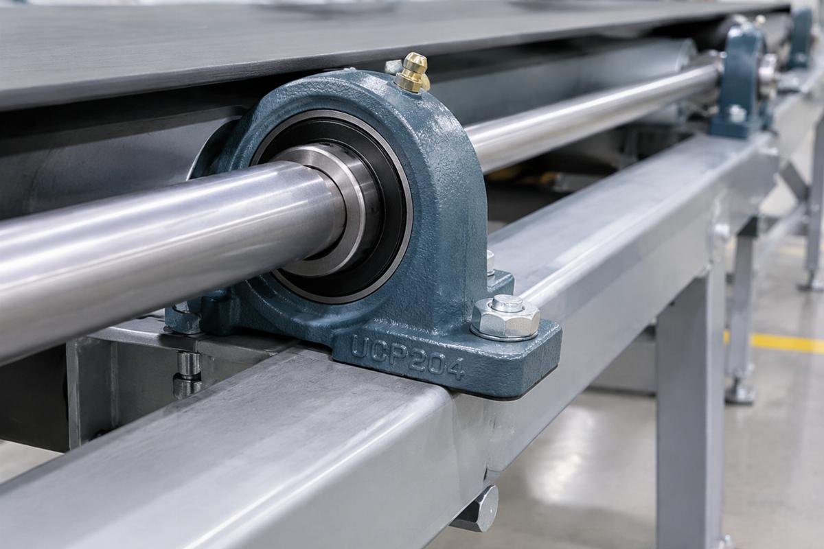 UCP204 pillow block ball bearing mounted on conveyor frame