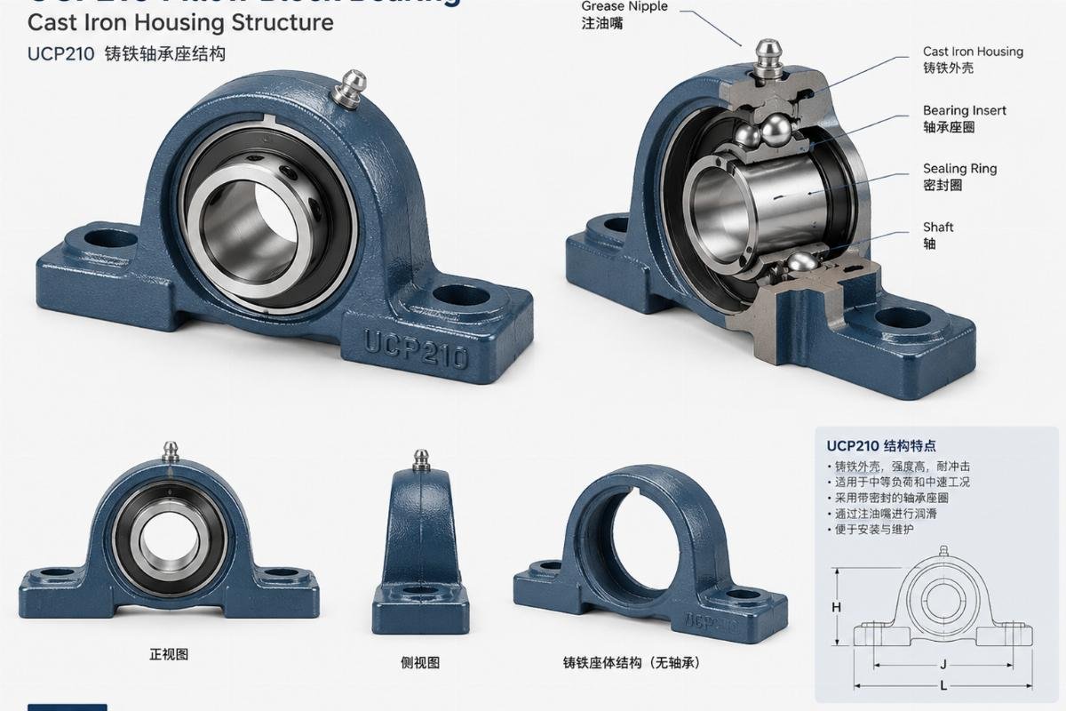 UCP210 pillow block bearing cast iron housing structure
