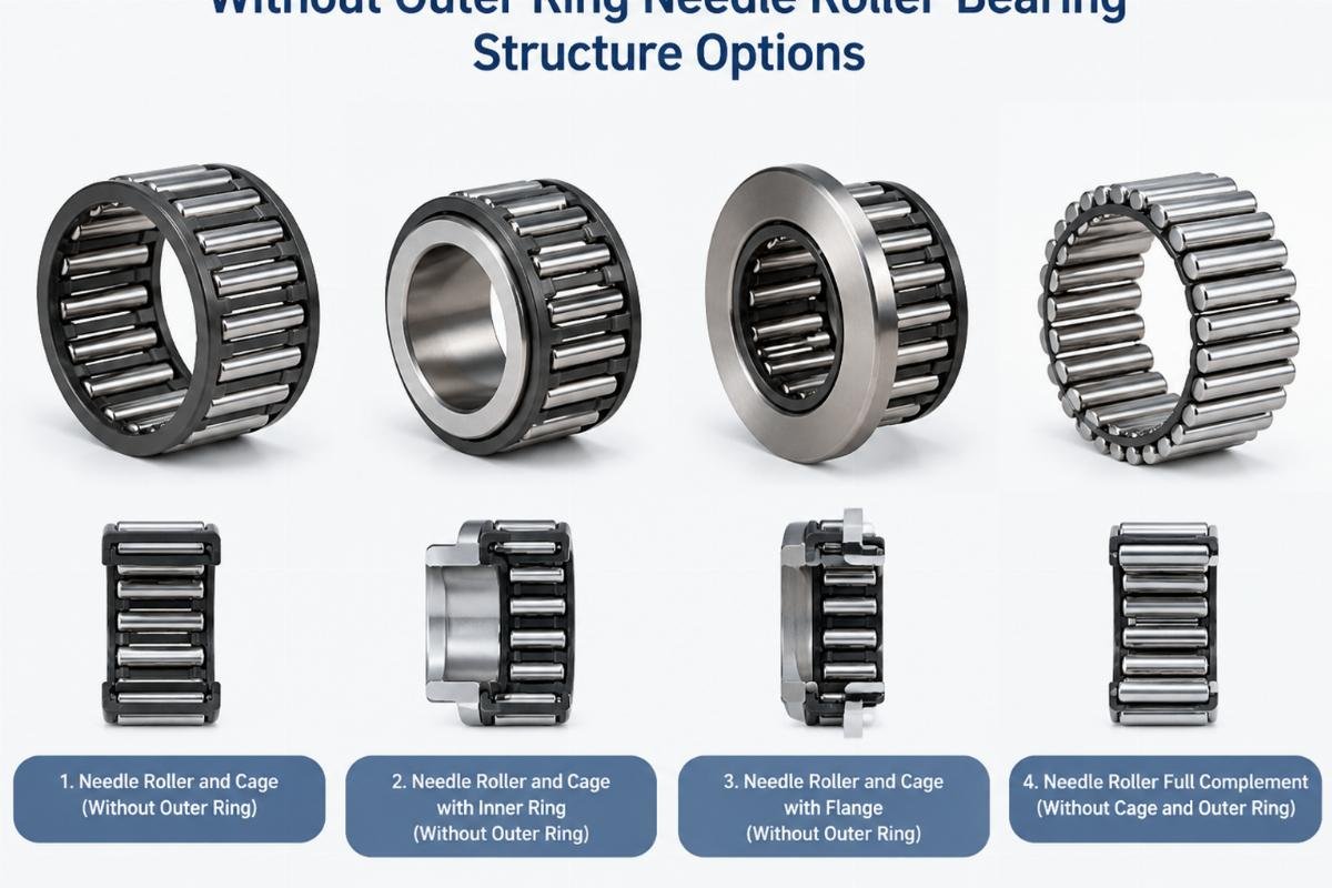 Without outer ring needle roller bearing structure options